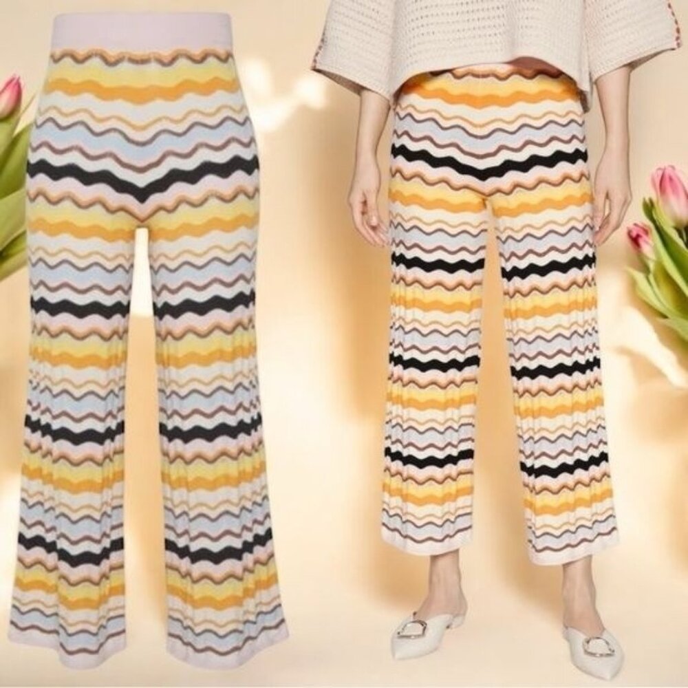 MaxMara Tenore Teouser Multicolor in Chevron Stripe Resort Travel Vacation XS